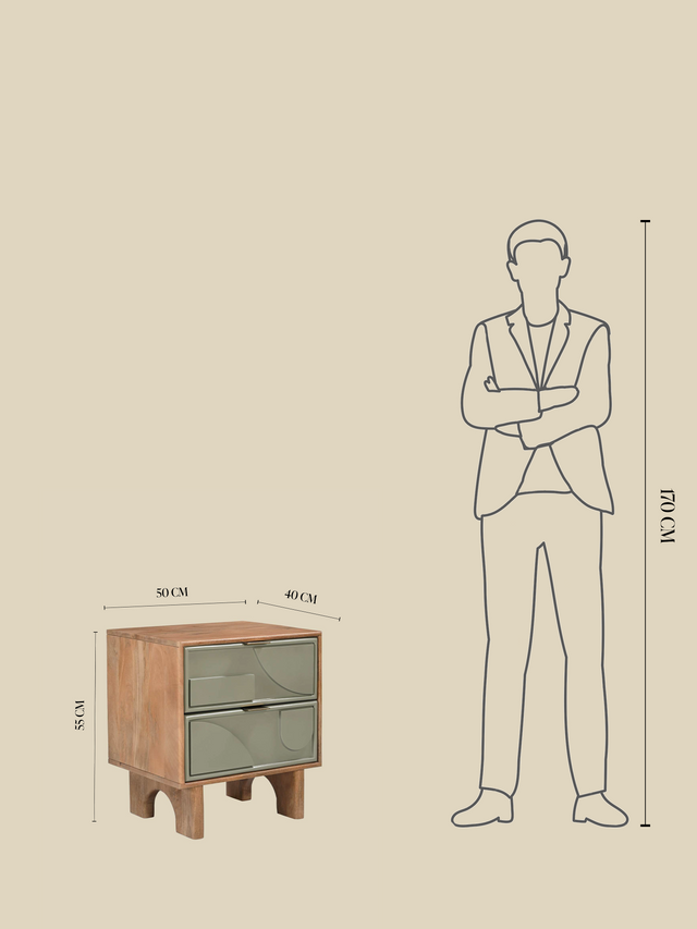 Verde Two Drawer Bedside Table