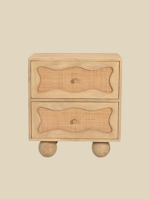 Carlo Two Drawer Bedside Table With Cane