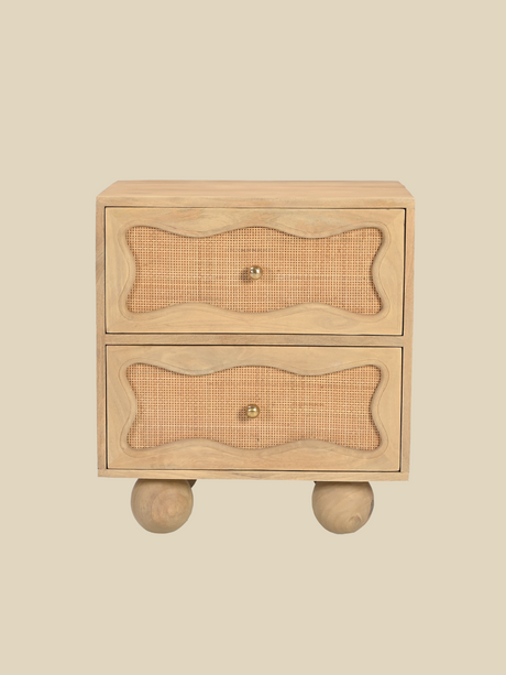 Carlo Two Drawer Bedside Table With Cane