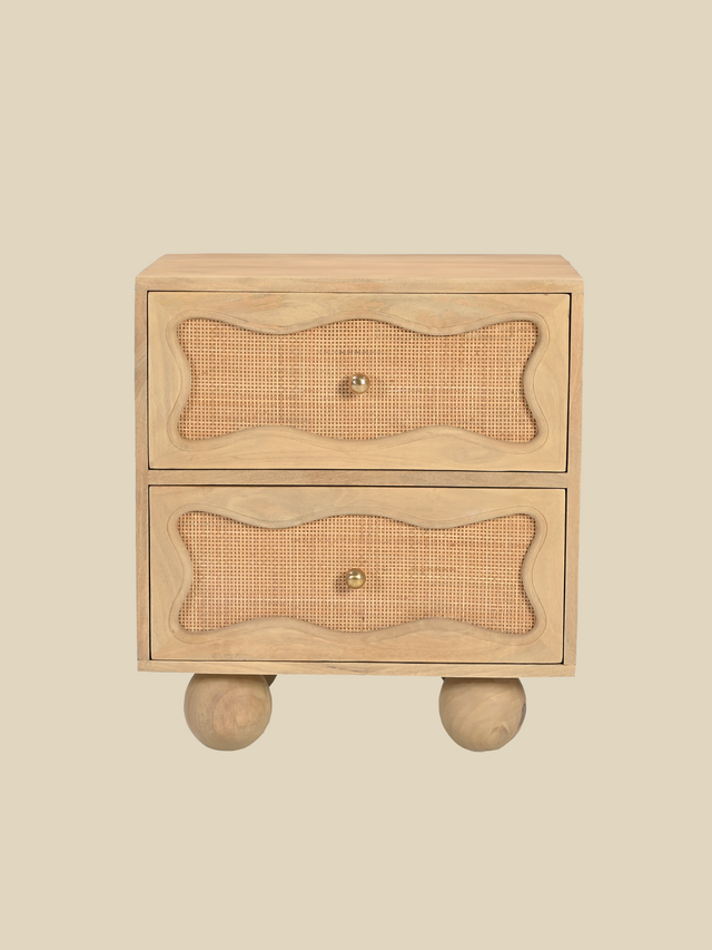 Carlo Two Drawer Bedside Table With Cane
