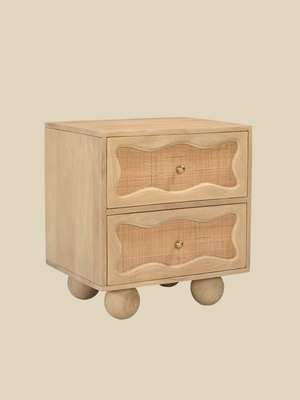 Carlo Two Drawer Bedside Table With Cane