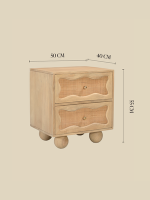 Carlo Two Drawer Bedside Table With Cane