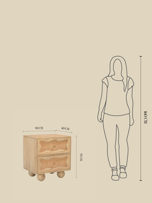 Carlo Two Drawer Bedside Table With Cane