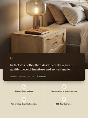 Carlo Two Drawer Bedside Table With Cane