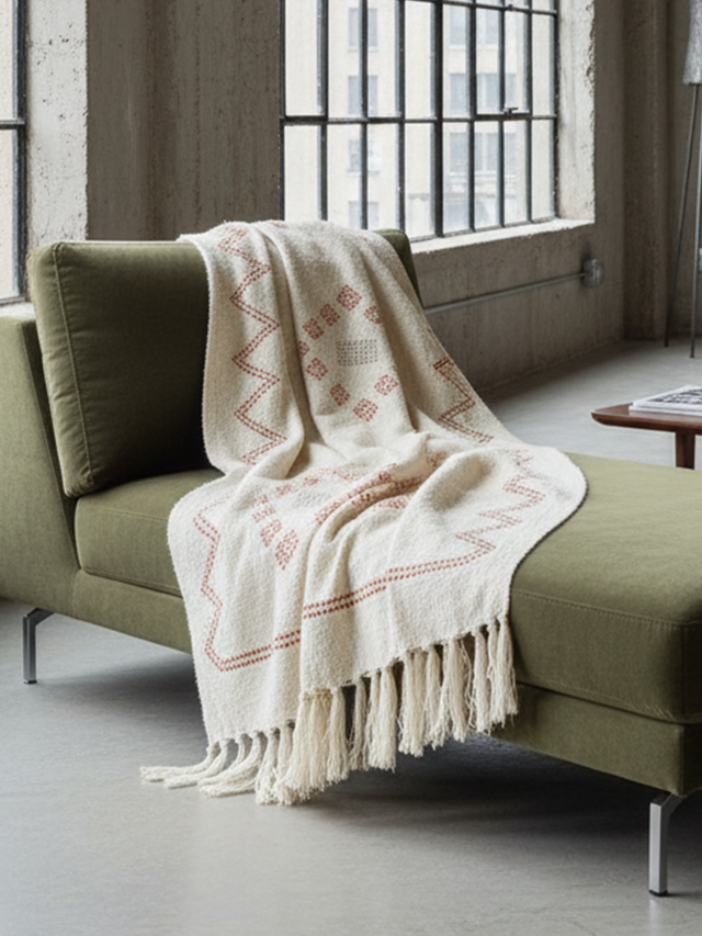 Ivy Embroidered Cotton Throw