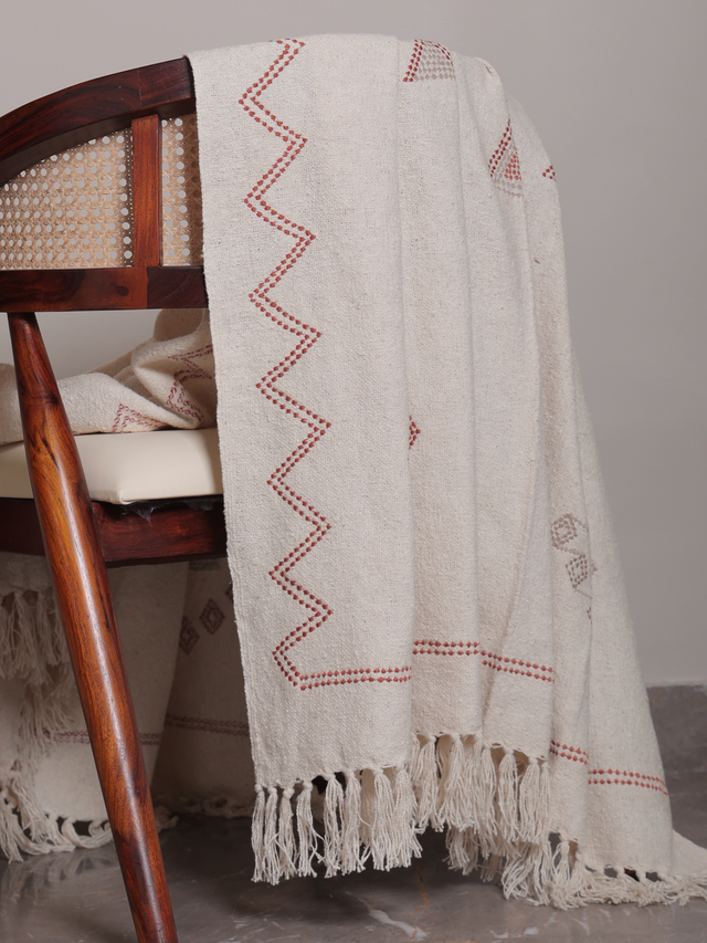 Ivy Embroidered Cotton Throw