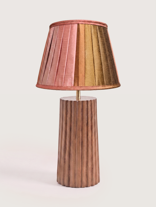 Teresa Silk Ombre Lampshade with Fluted Mango Wood Base