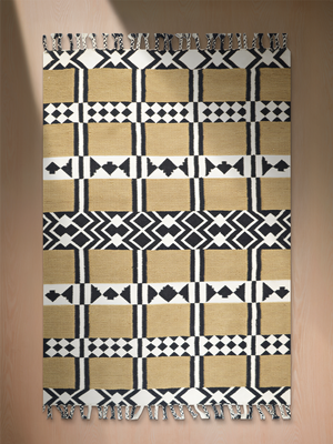 Trudy Hand-woven Wool Geometric Rug - Beige
