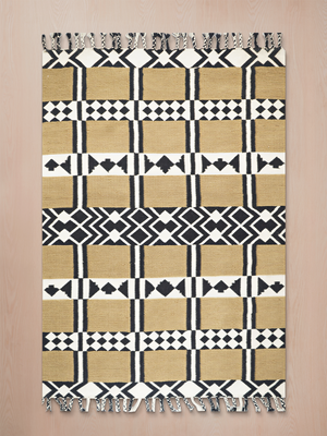 Trudy Hand-woven Wool Geometric Rug - Beige