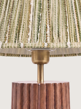 Vadim Silk Striped Lampshade with Fluted Mango Wood Base