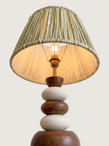 Vadim Silk Striped Lampshade with Pebble Base