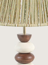 Vadim Silk Striped Lampshade with Pebble Base