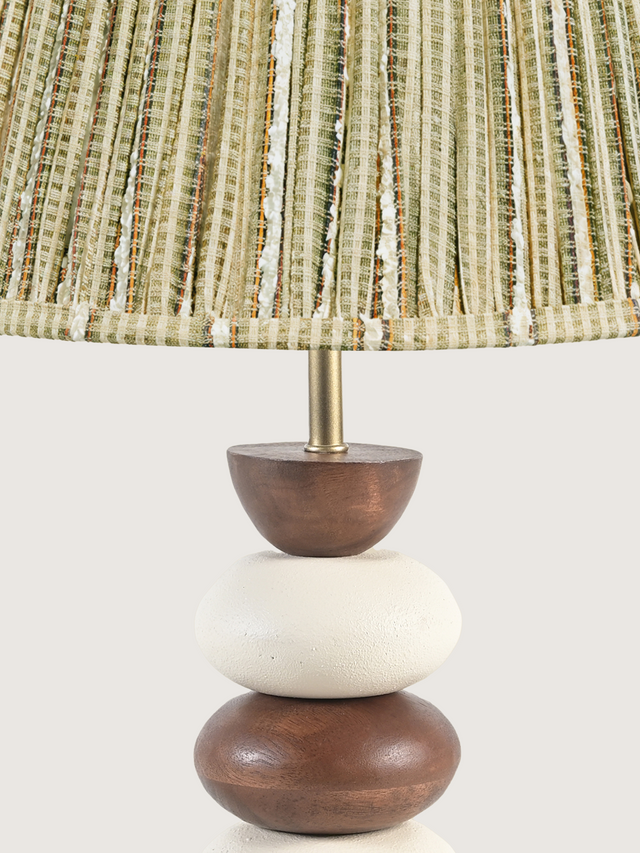 Vadim Silk Striped Lampshade with Pebble Base