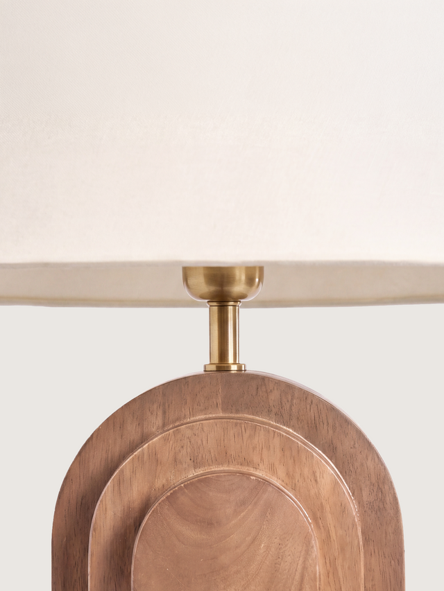 Vila Cotton Lampshade with Geometric Mango Wood Base
