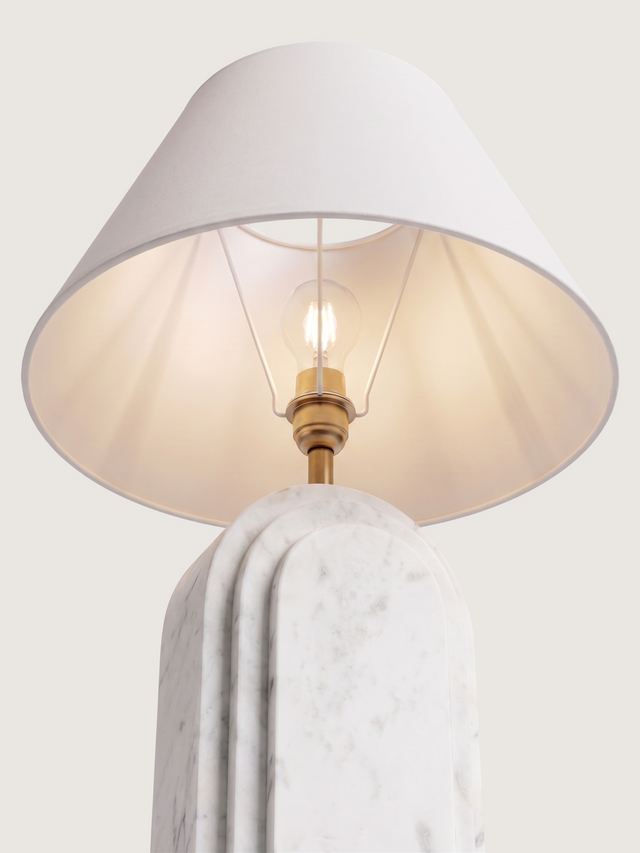 Vila Cotton Lampshade with Geometric Marble Base