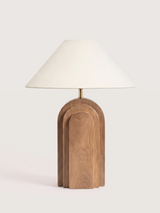 Vila Cotton Lampshade with Geometric Mango Wood Base