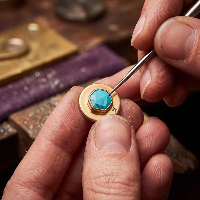 Natural, hand-set gemstones